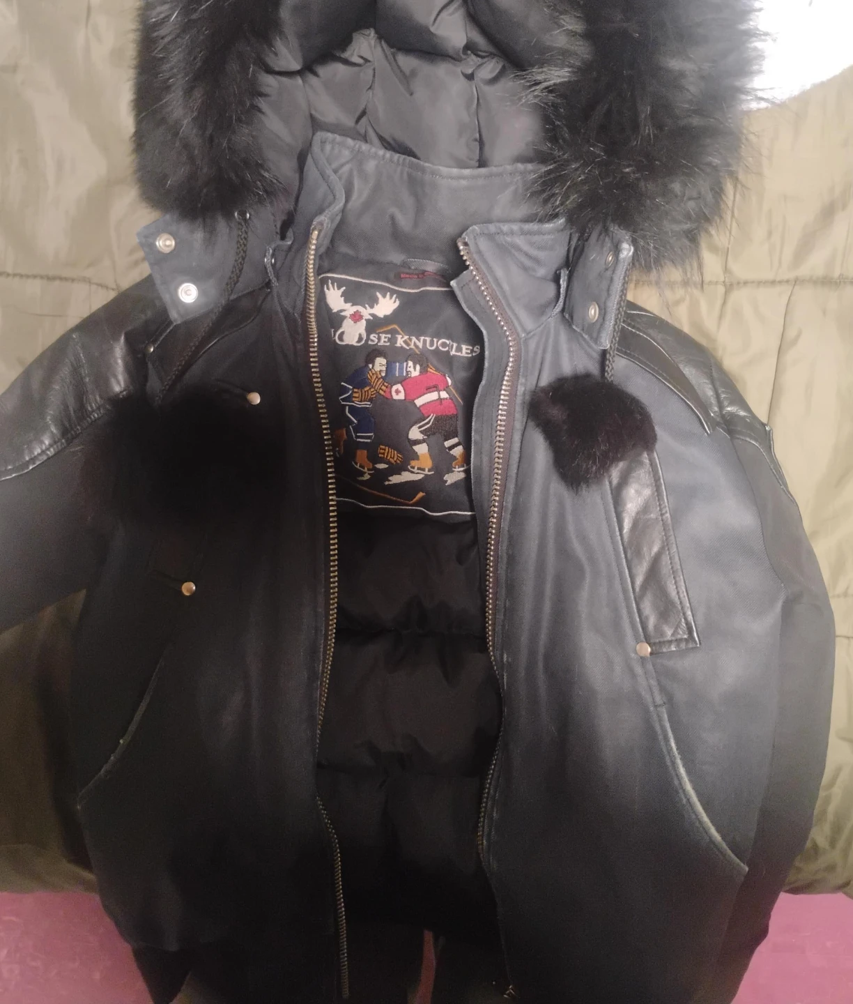 Moose Knuckles Down Puffer Jacket with Fur Hood