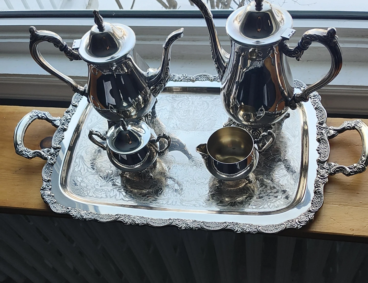 Silver Plated Tea Set with Tray