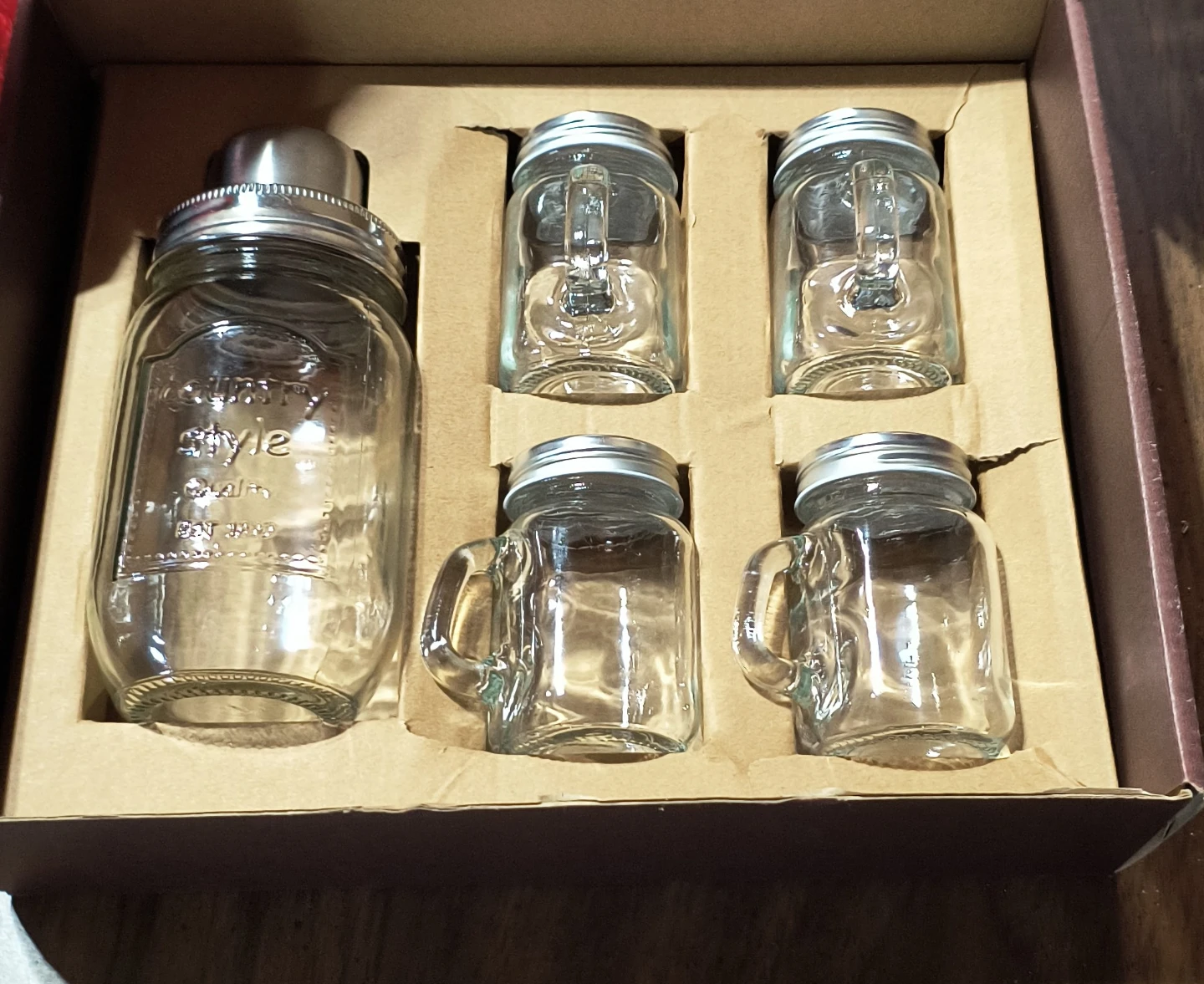 Cocktail Shaker and Mason Jar Glass Set