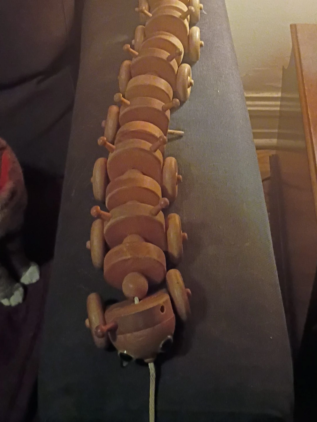 Vintage Wooden Pull Toy Caterpillar