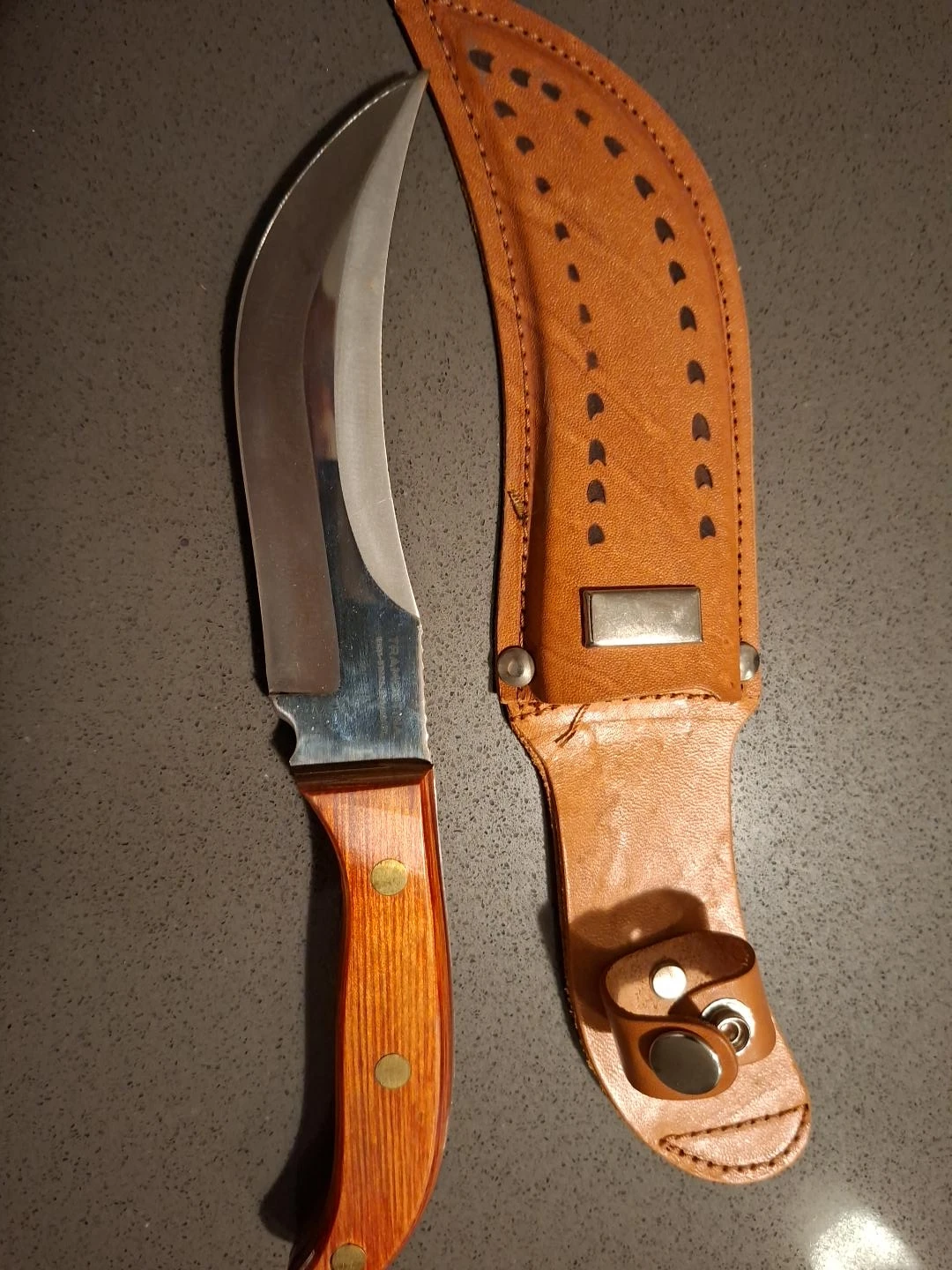 Fixed Blade Hunting Knife with Leather Sheath