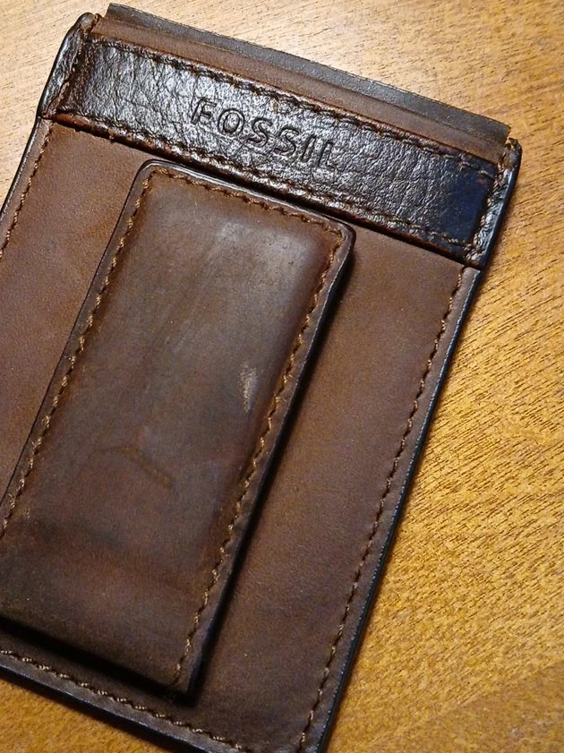 Fossil Leather Money Clip Wallet