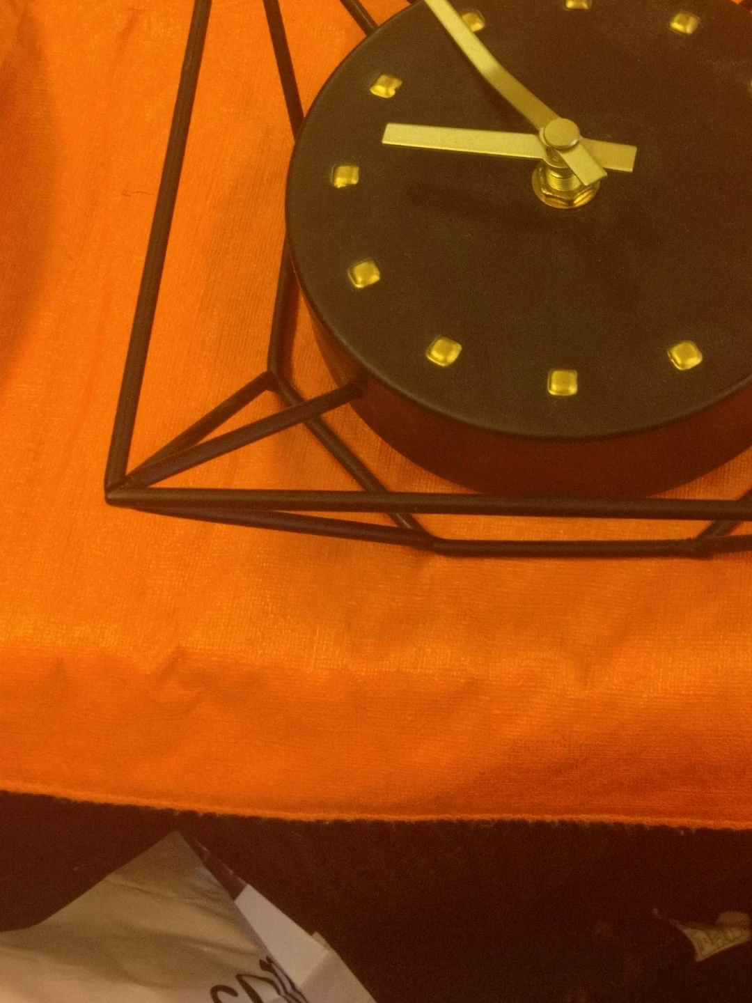Modern Geometric Mantel Clock - Black & Gold