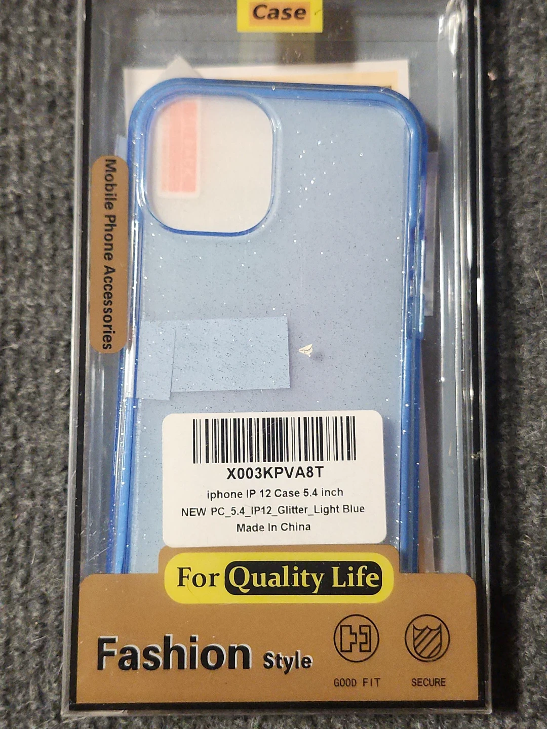 iPhone 12 Case - Light Blue Glitter