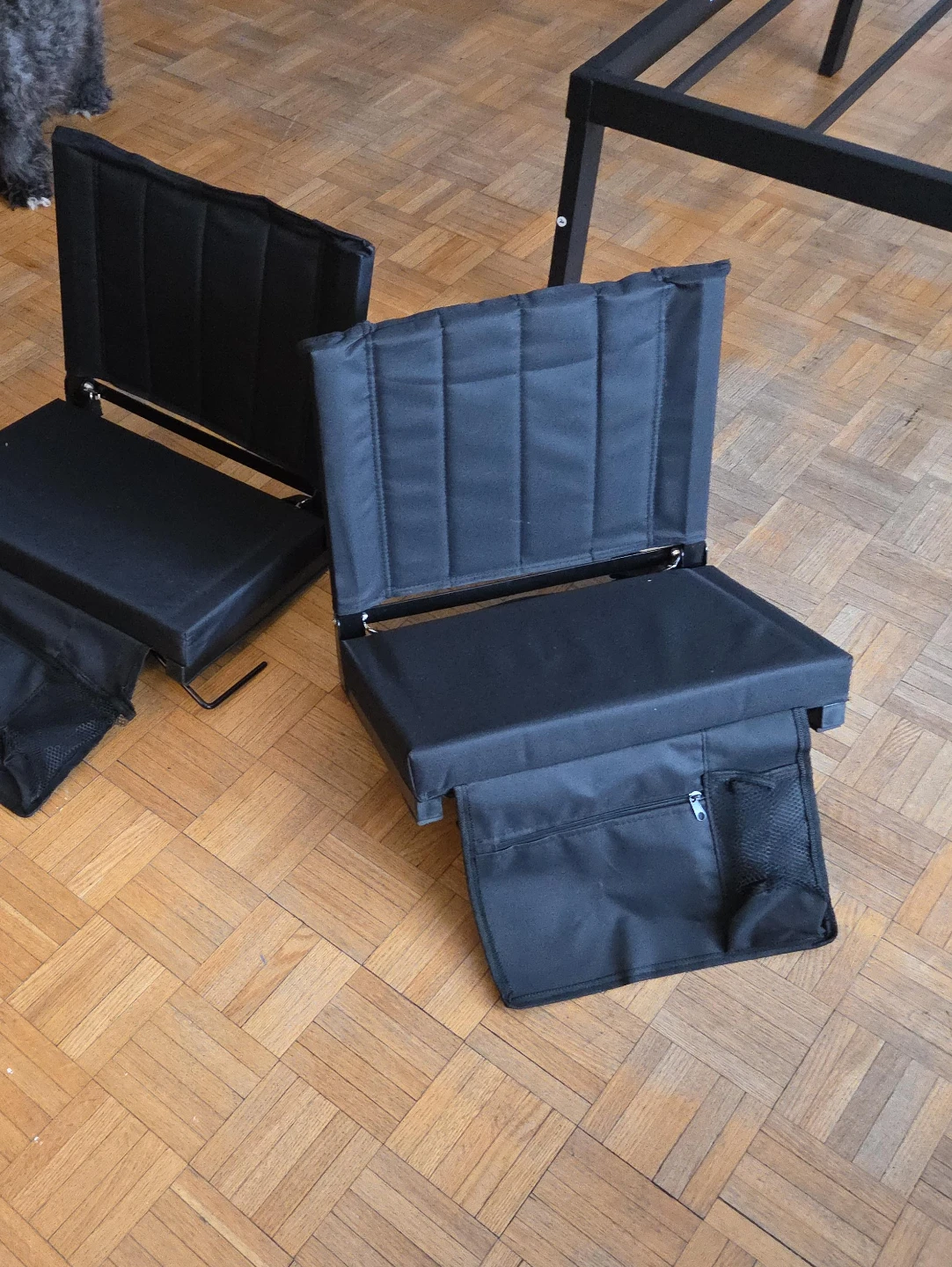 Black Padded Stadium Seats with Pockets