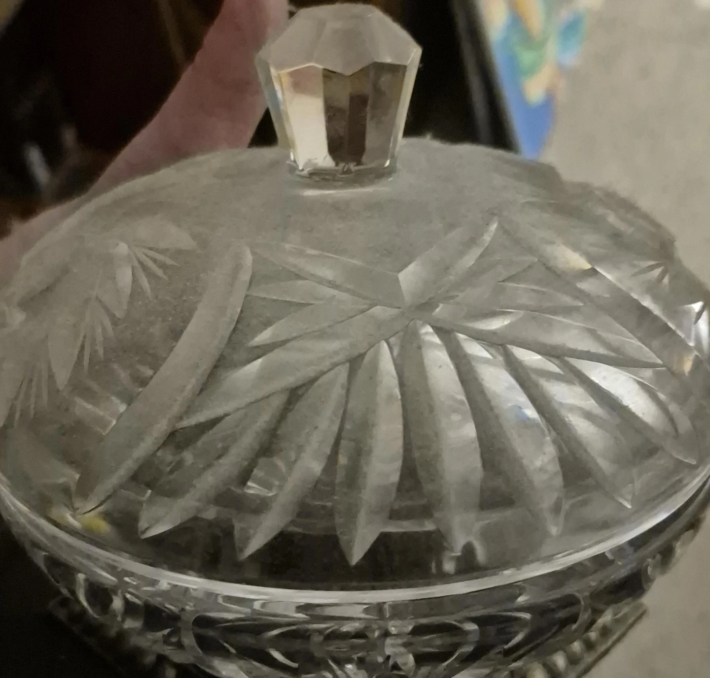 Cut Glass Candy Dish with Lid