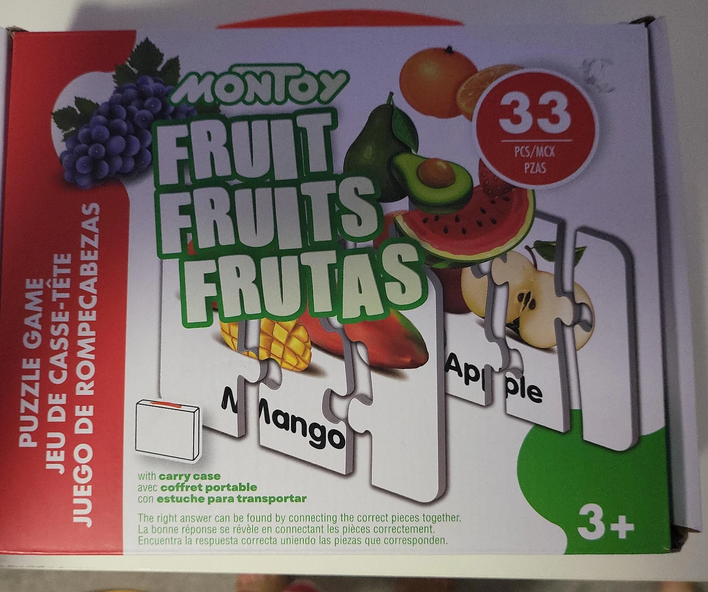 Montoy Fruit Puzzle Game with Carry Case
