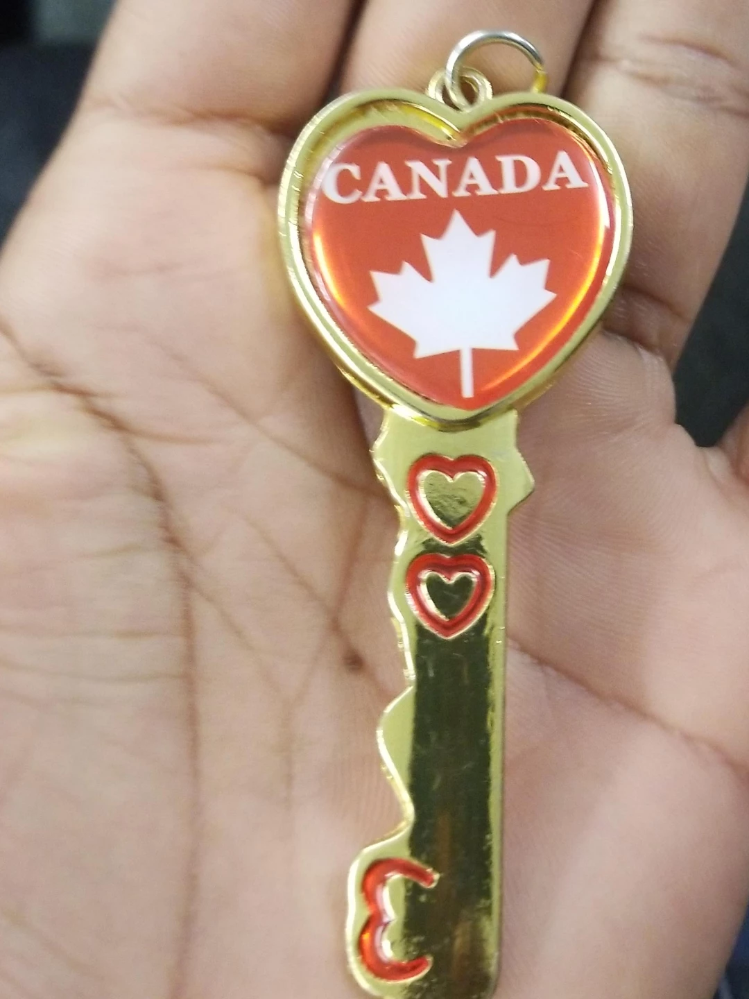 Canada Maple Leaf Heart Keychain