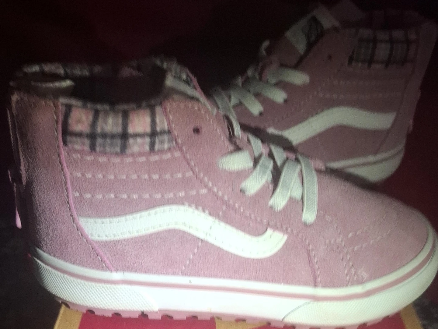 Vans Sk8-Hi Zip MTE Pink Plaid Toddler Shoes Size 9 Toddler