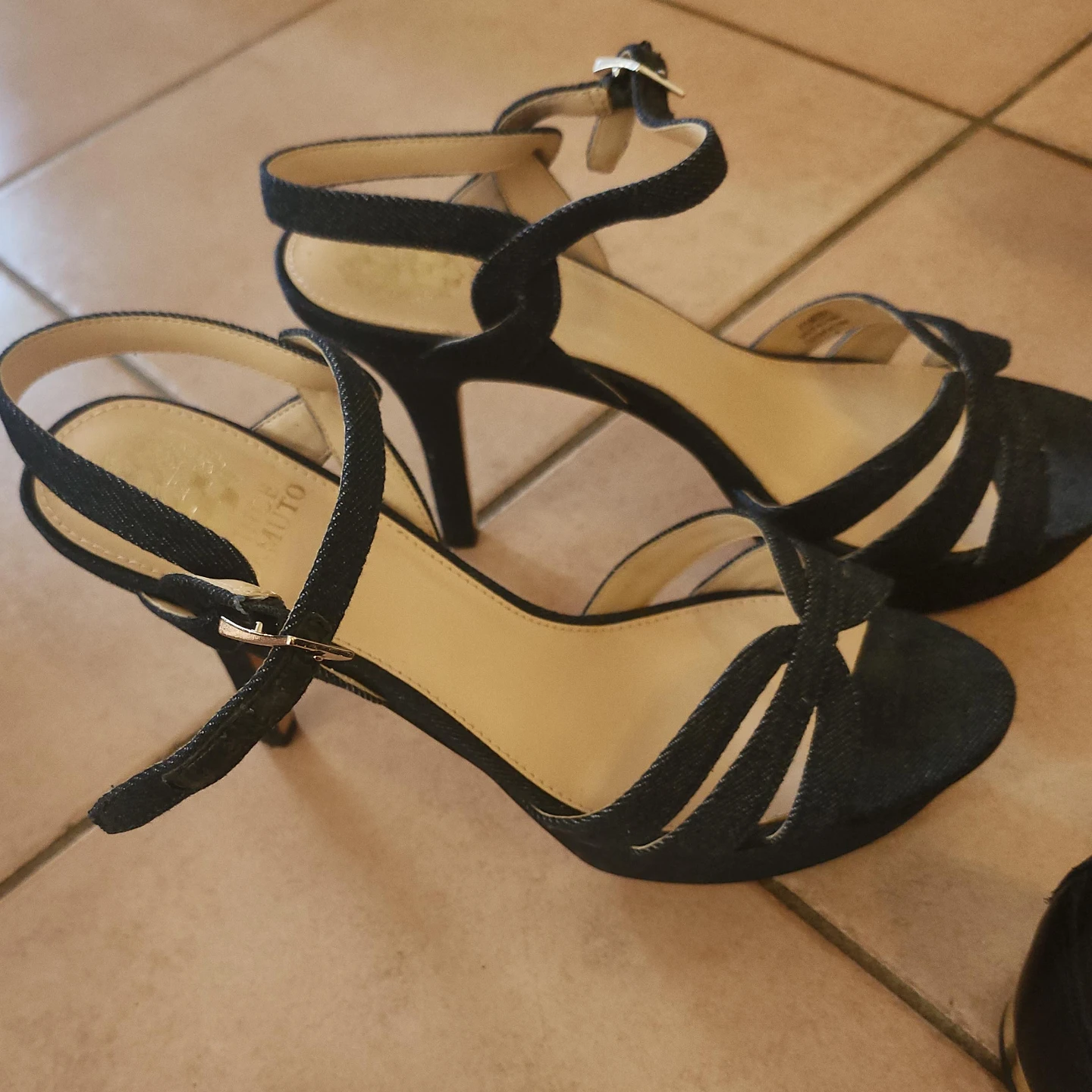 Vince Camuto Denim Strappy High Heel Sandals