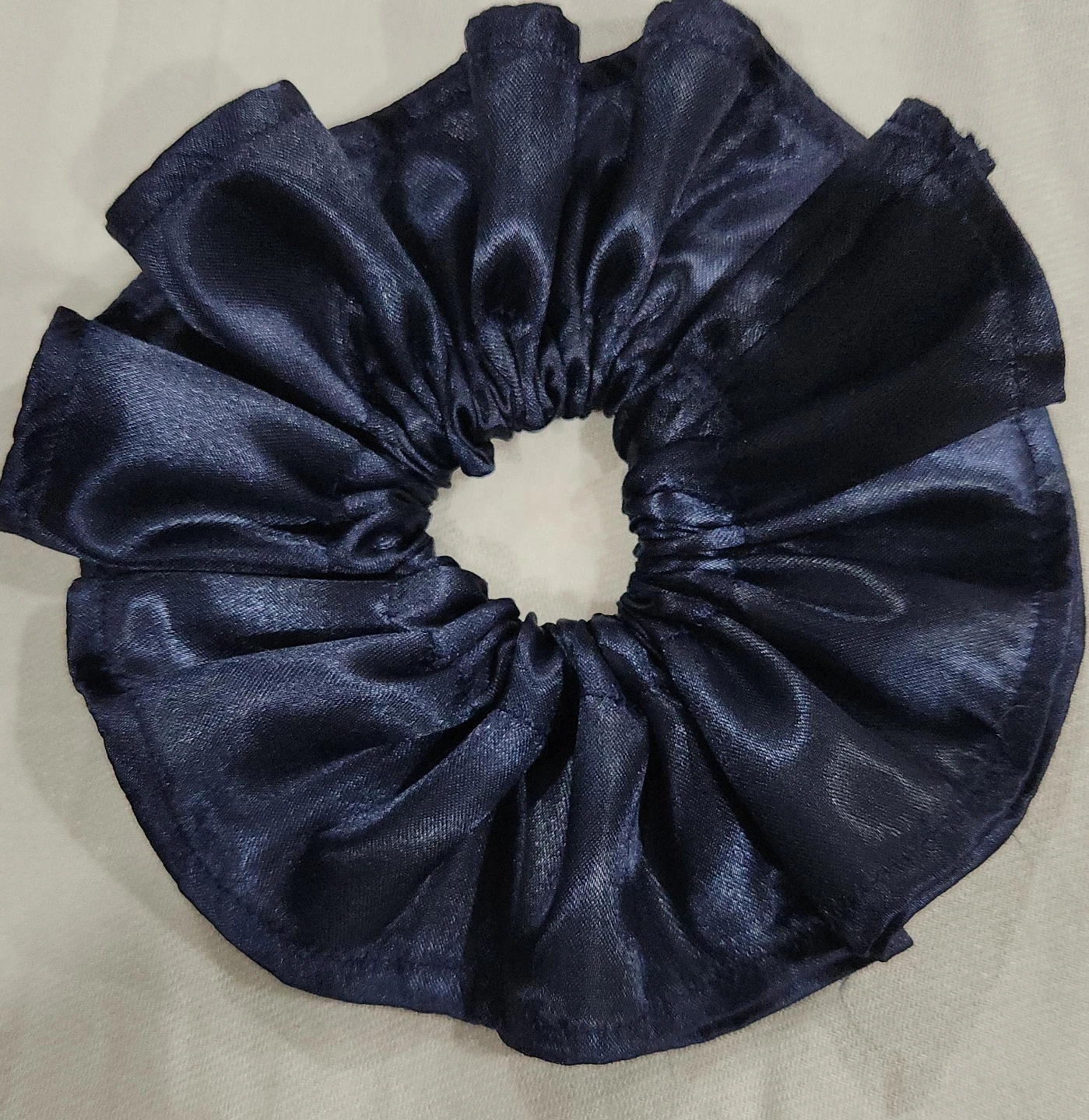 Navy Blue Satin Scrunchie