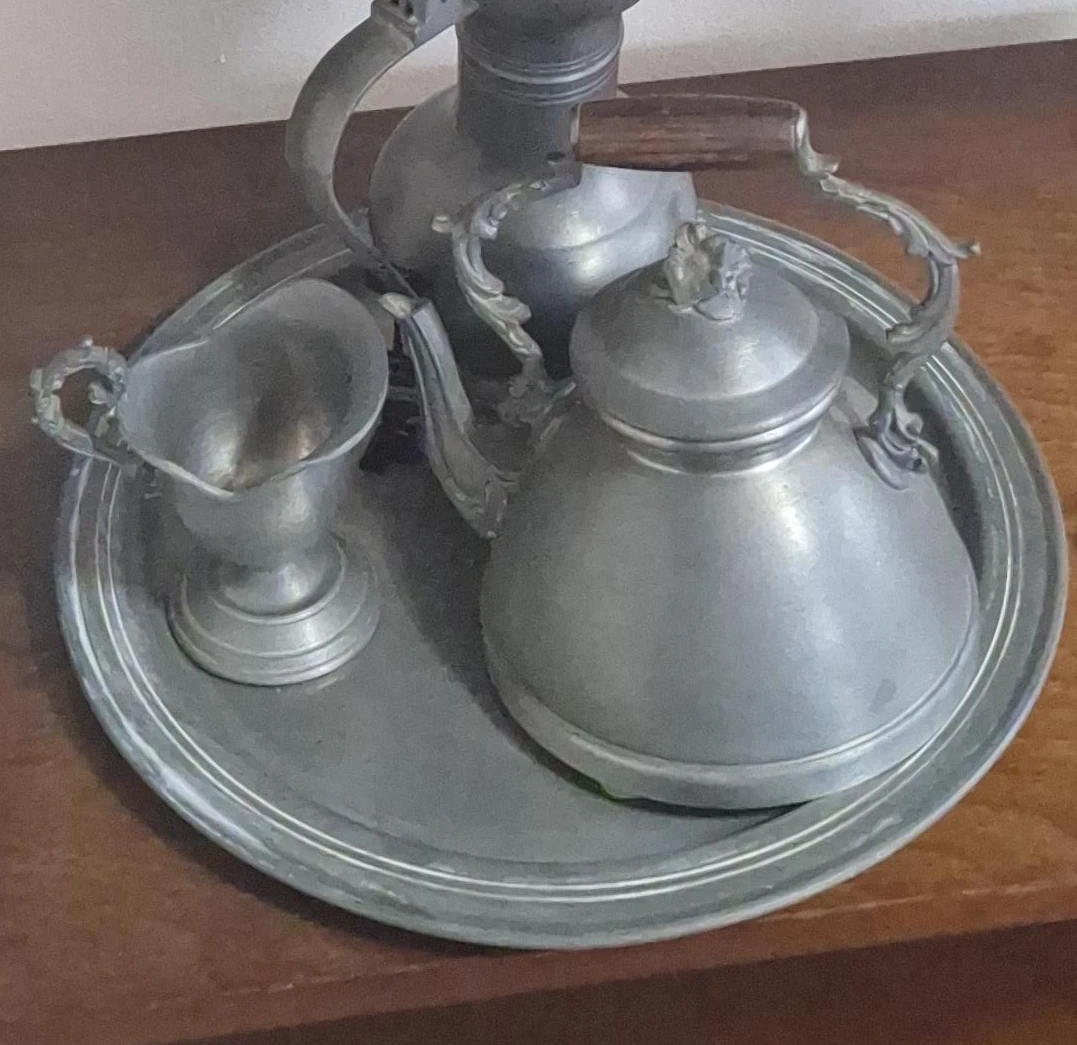 Vintage Pewter Tea Set with Tray