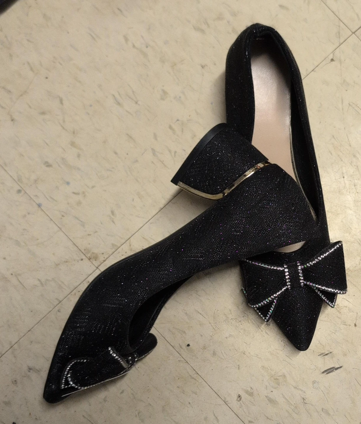 Sparkly Black Heels with Bow
