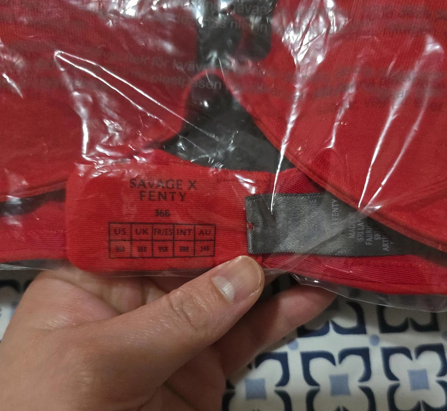 Savage X Fenty Red Bra Size 36B