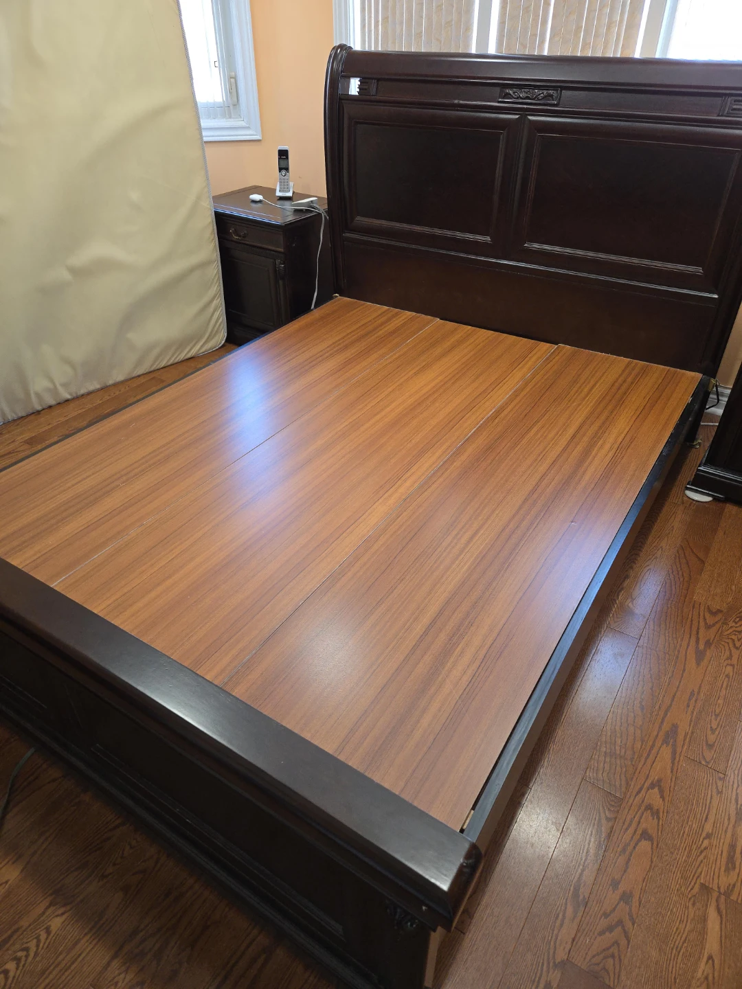 Dark Wood Sleigh Bed Frame