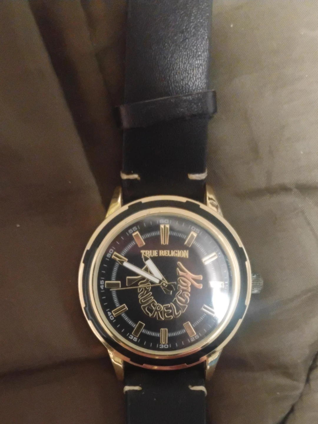 True Religion Black and Gold Watch