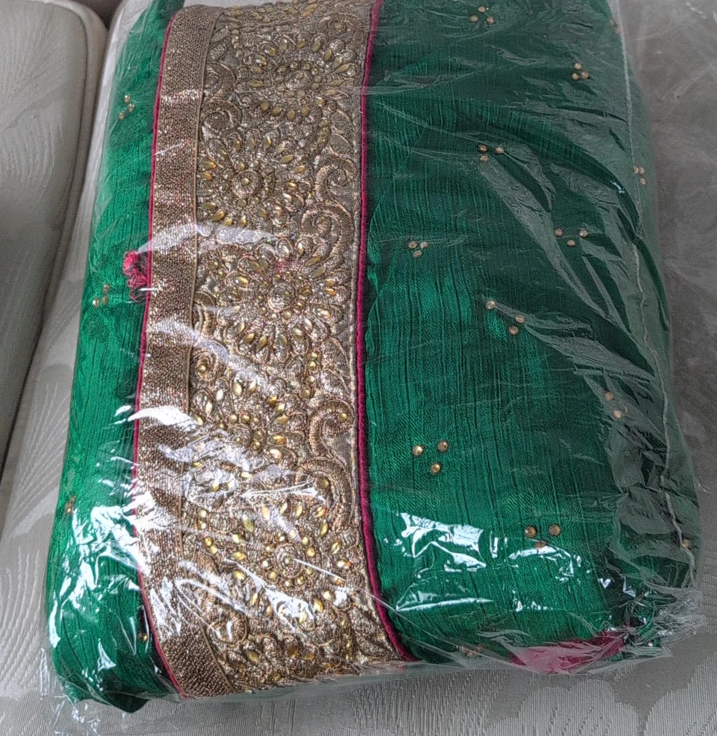 Green embroidered saree