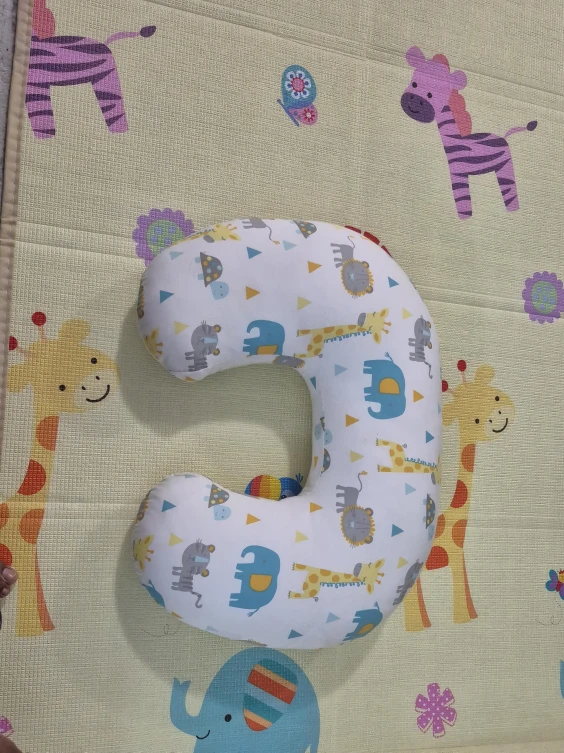 C-Shaped Nursing Pillow with Animal Print