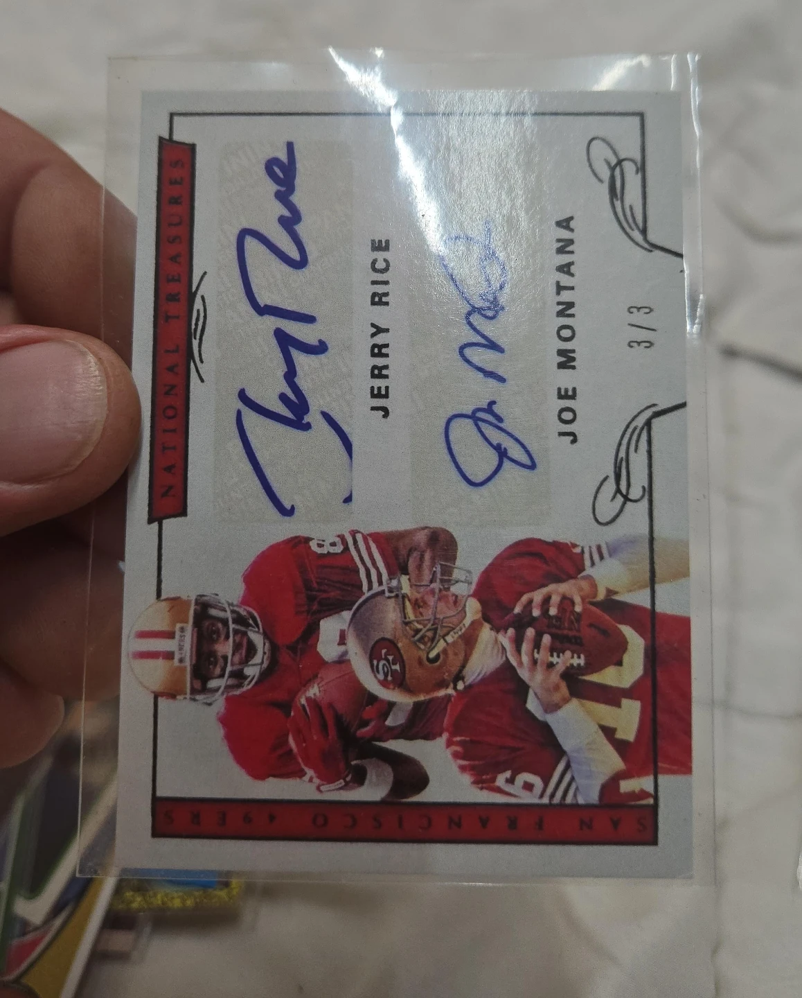 Joe Montana & Jerry Rice Autographed National Treasures Card 3/3
