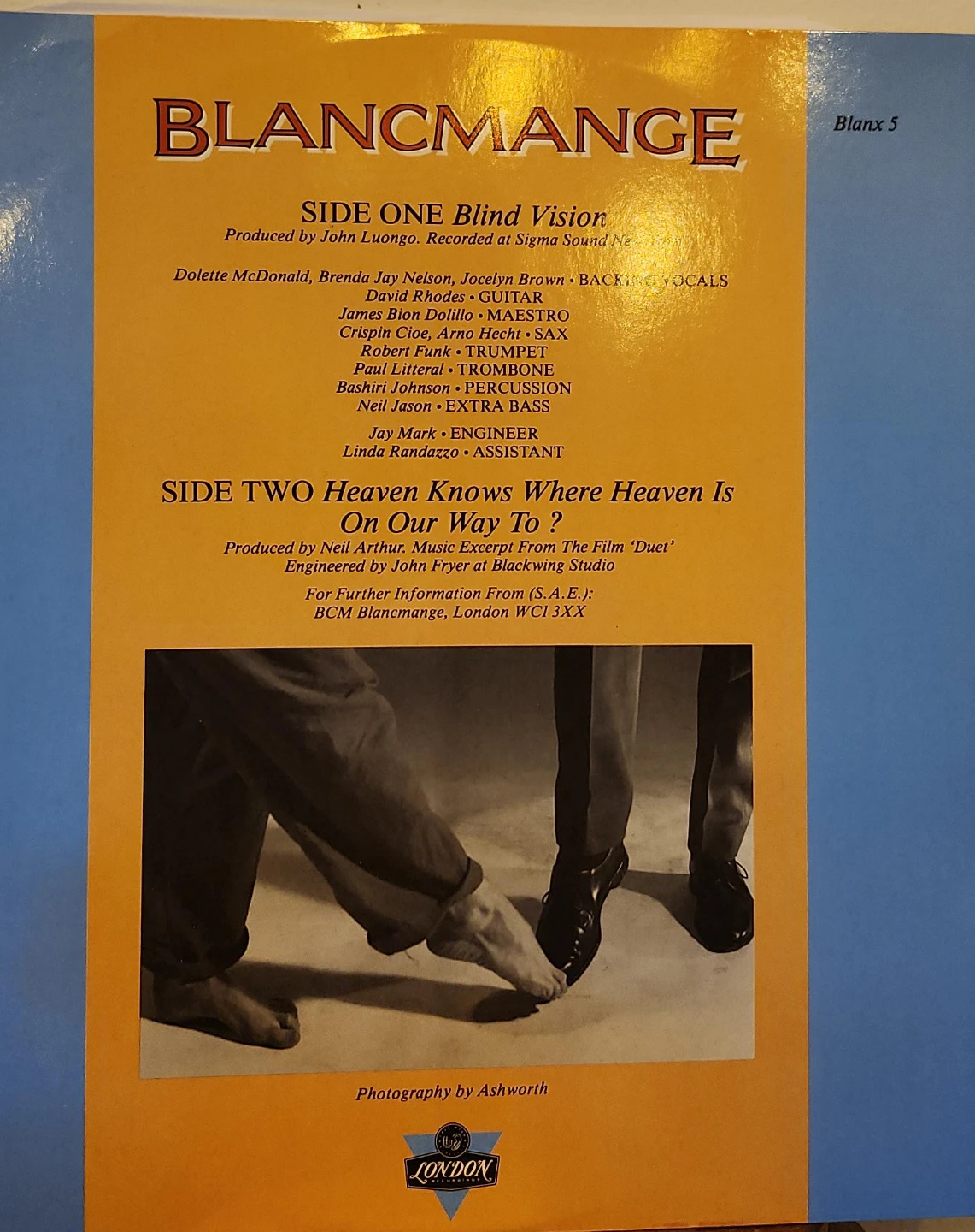 Blancmange Blind Vision 45 RPM Vinyl Record