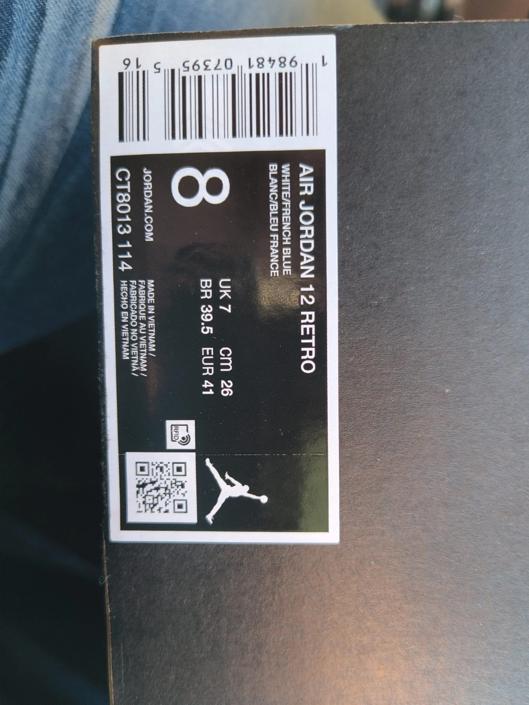 Air Jordan 12 Retro "White/French Blue" Men's Shoes Size 8