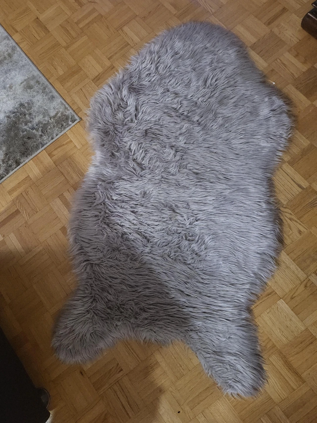 Grey Faux Fur Rug