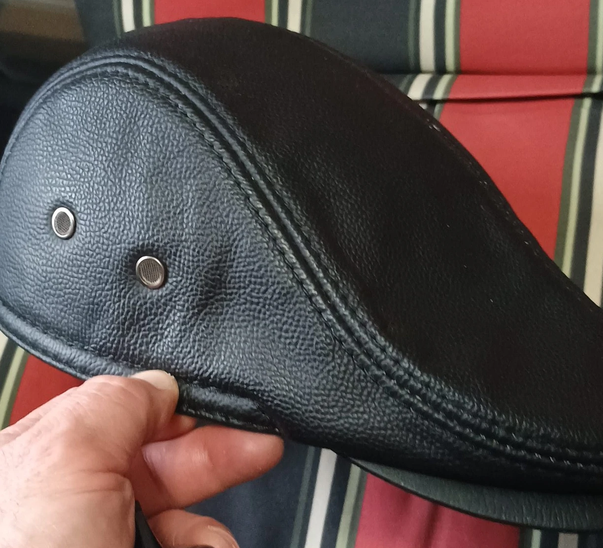 Black Leather Flat Cap