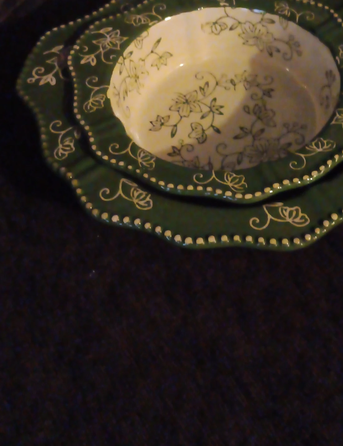 Green Floral Patterned Serving Dish Set - photo 5