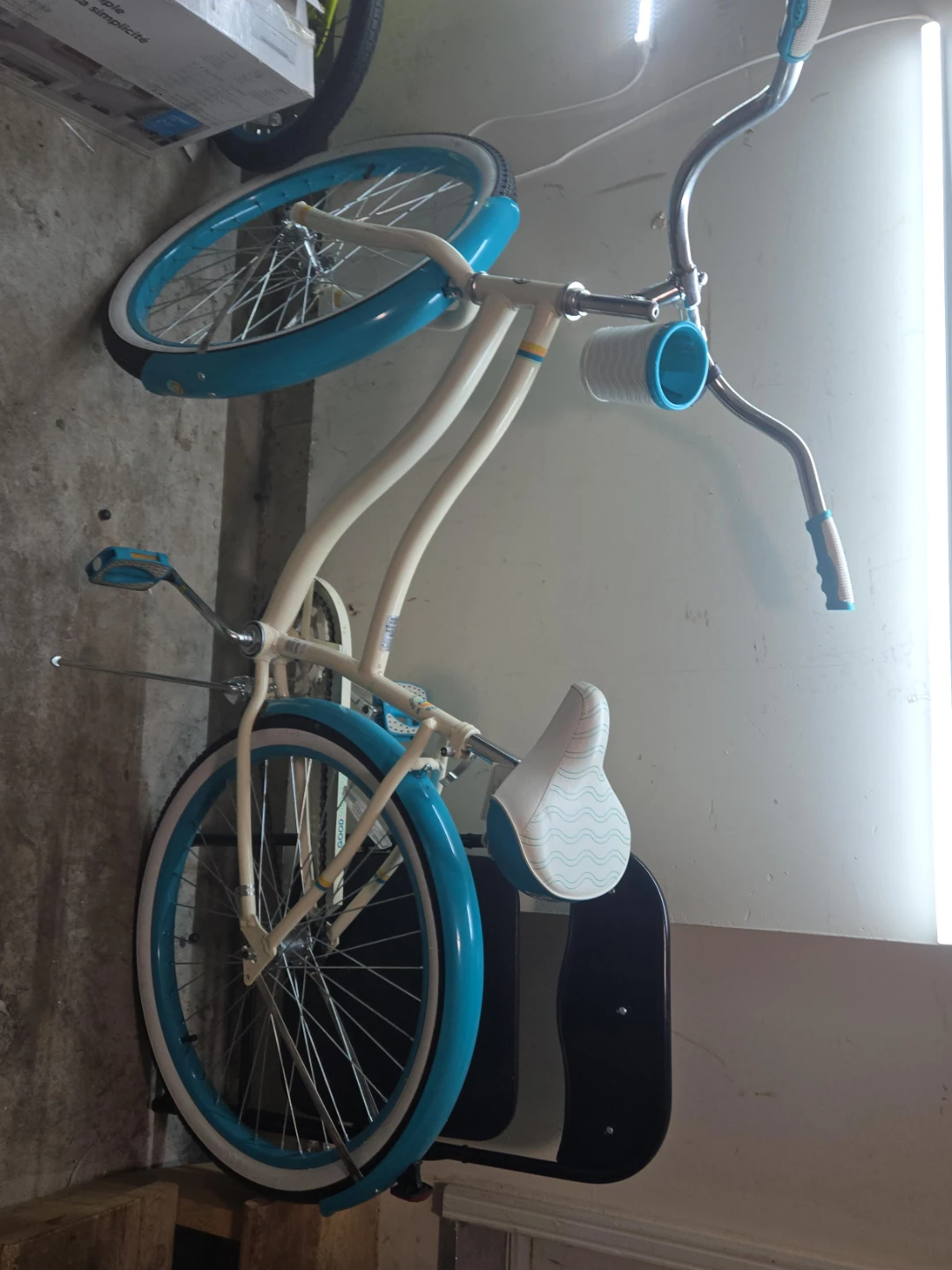 Cream and Blue Cruiser Bicycle
