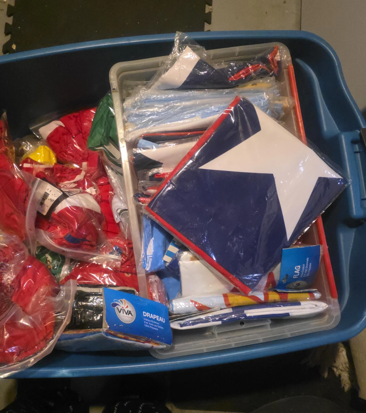 Assorted Flags and Soccer Gear/ Mystery box
