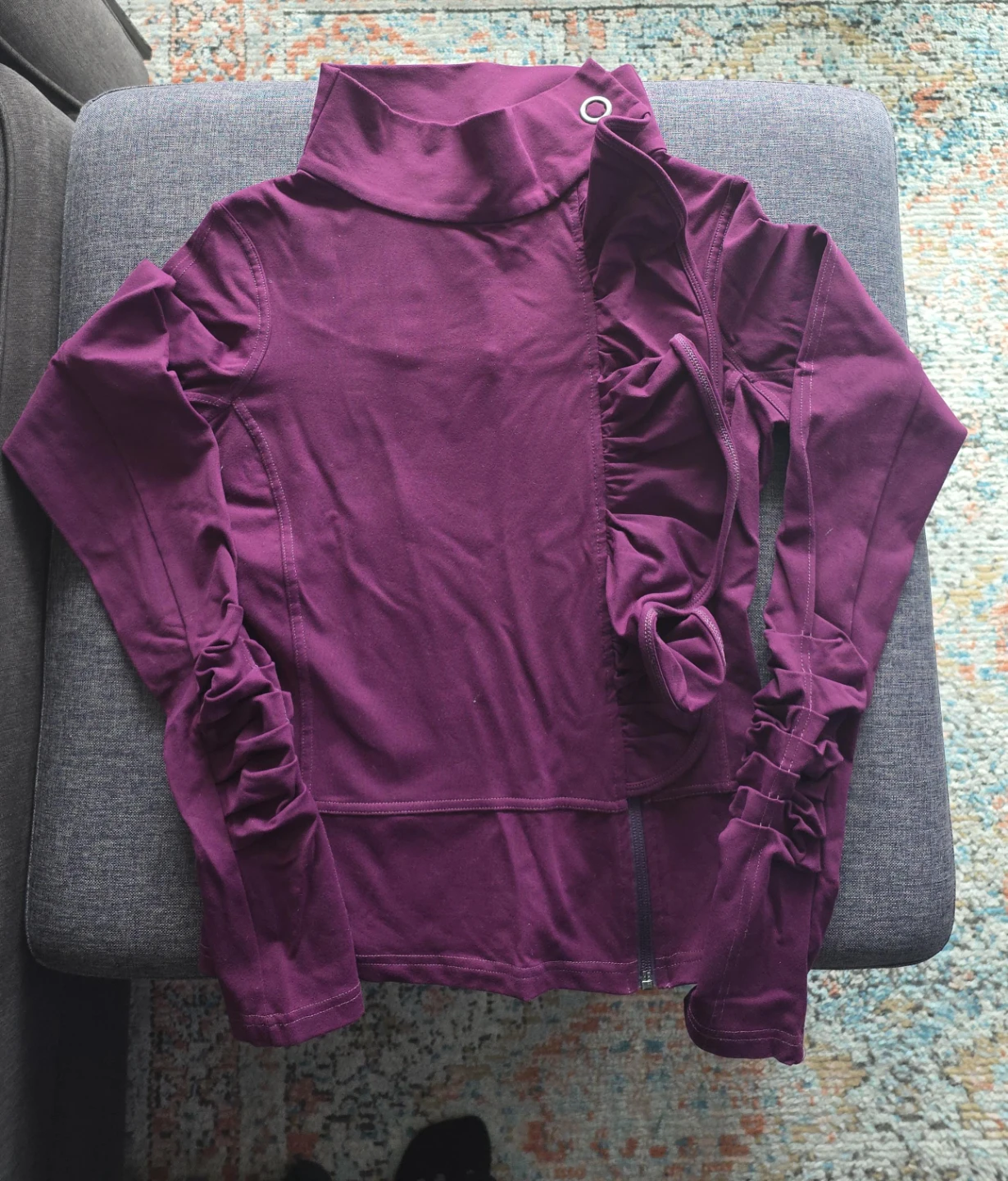 Purple Long Sleeve Mock Neck Top