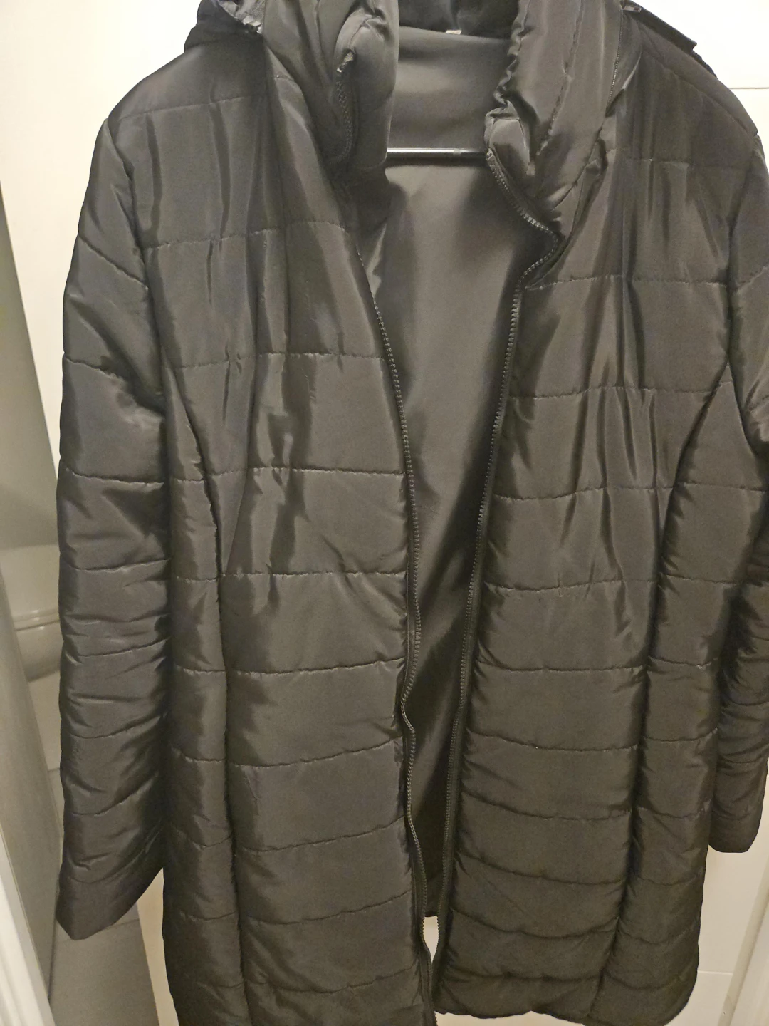Black Puffer Coat with Hood
