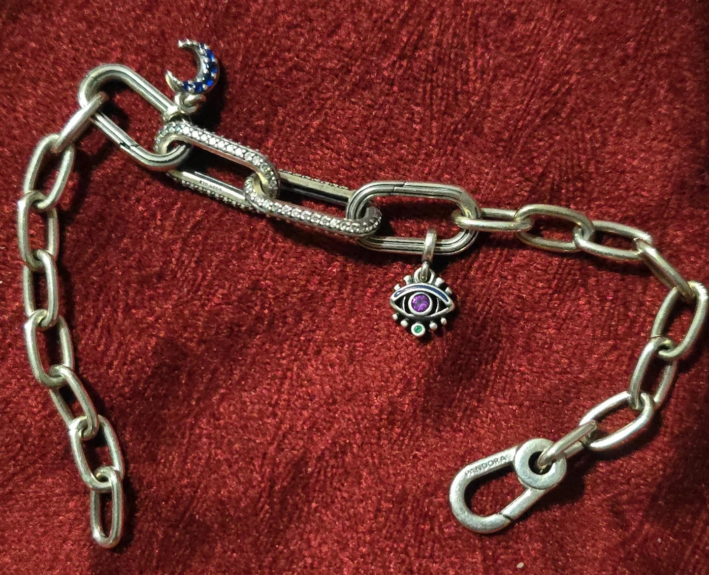 Pandora Sterling Silver Charm Bracelet Moon Eye