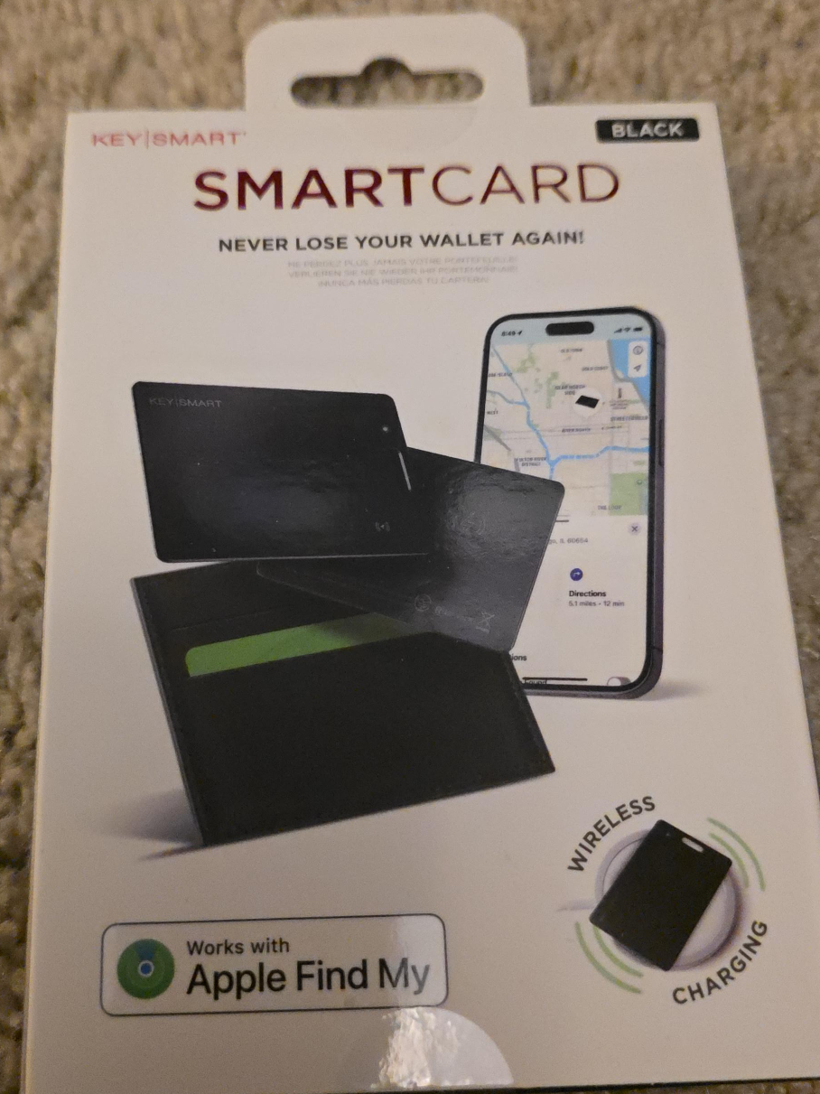 KeySmart SmartCard Black - Works with Apple Find My