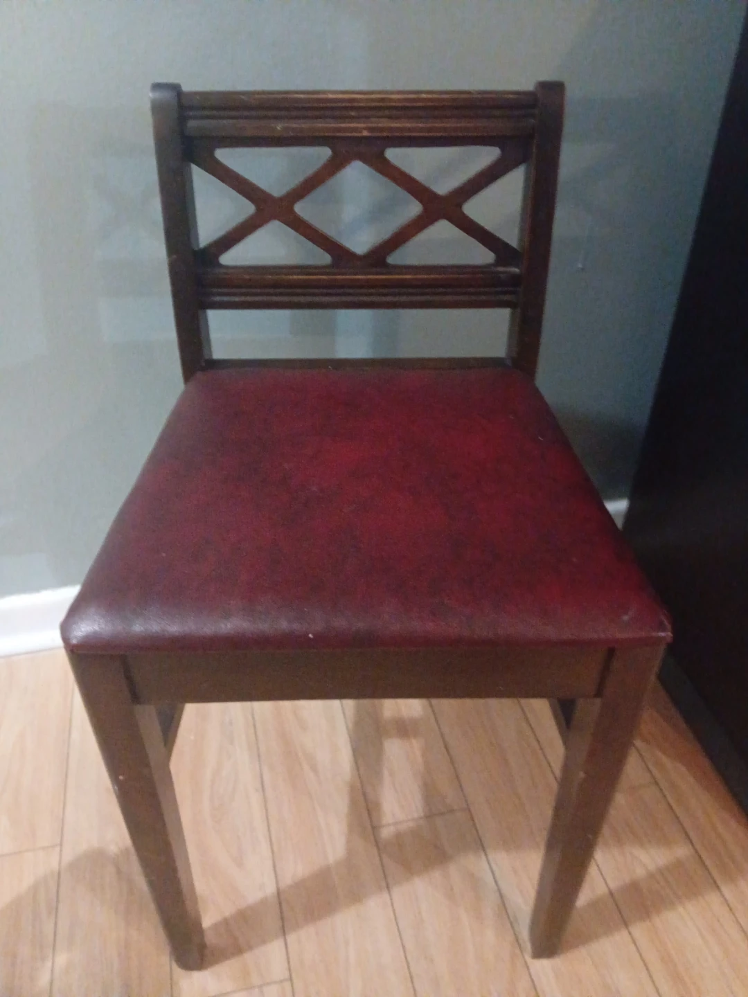Wooden Chair with Red Padded Seat