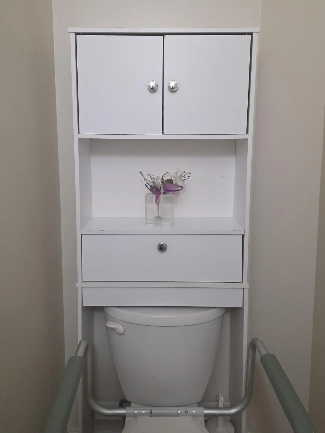 White Bathroom Storage Unit Over Toilet