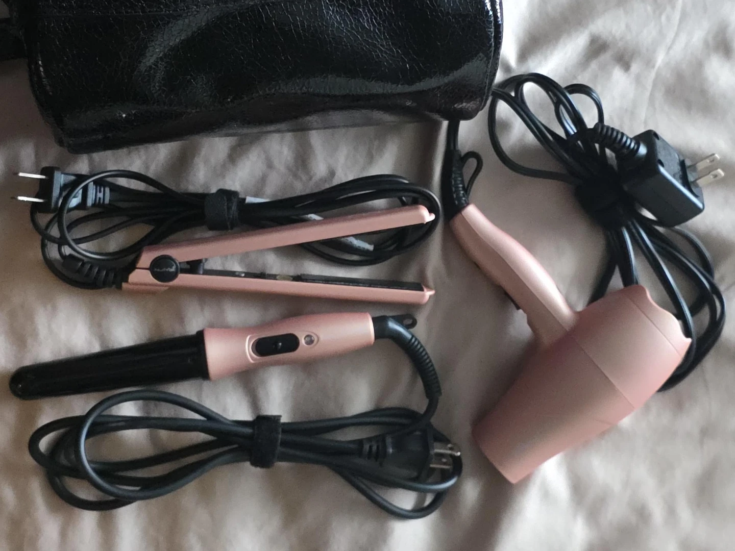 Rose Gold Hair Styling Set with Dryer, Straightener, and Curler