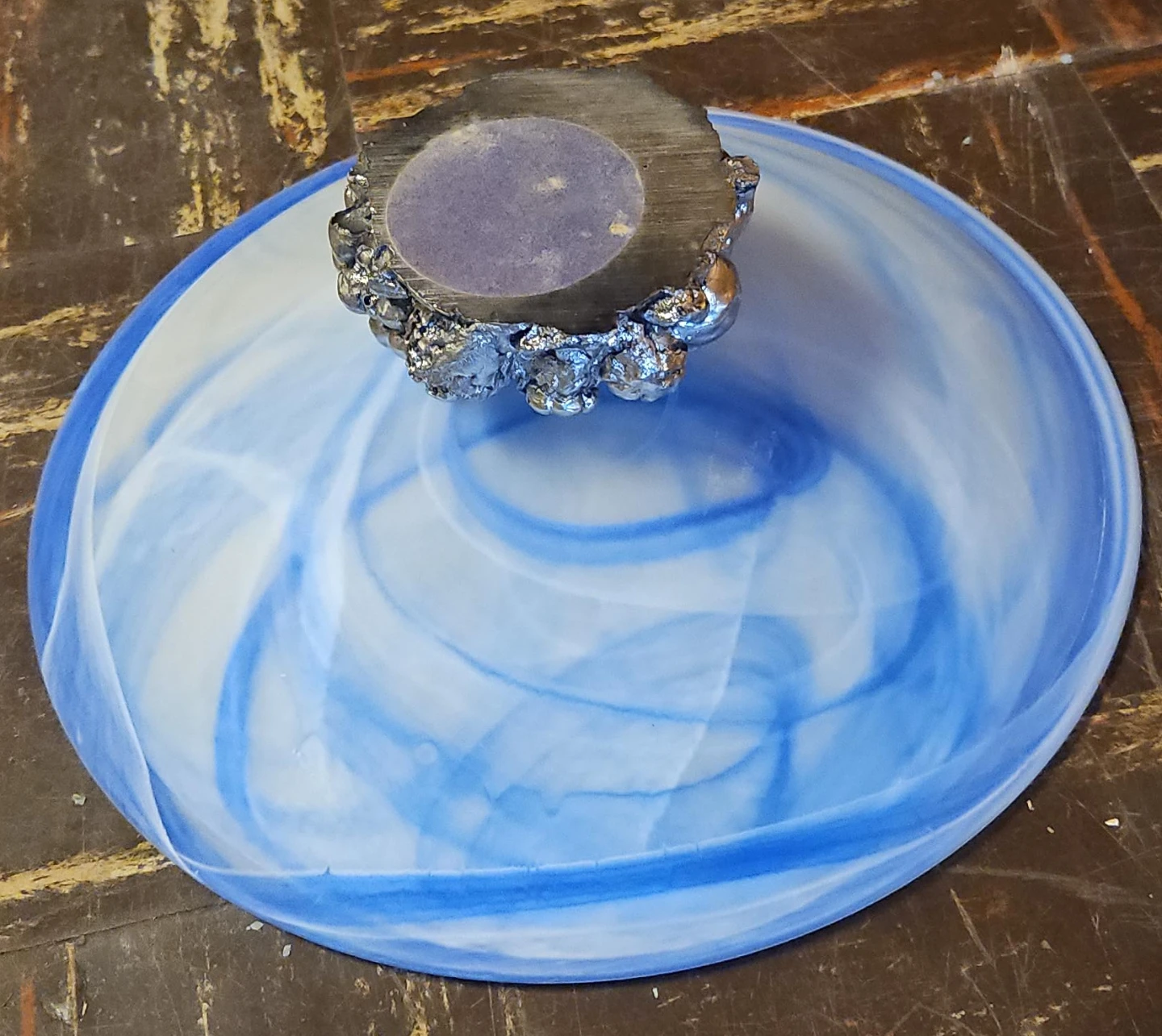 Blue and White Swirl Glass Bowl