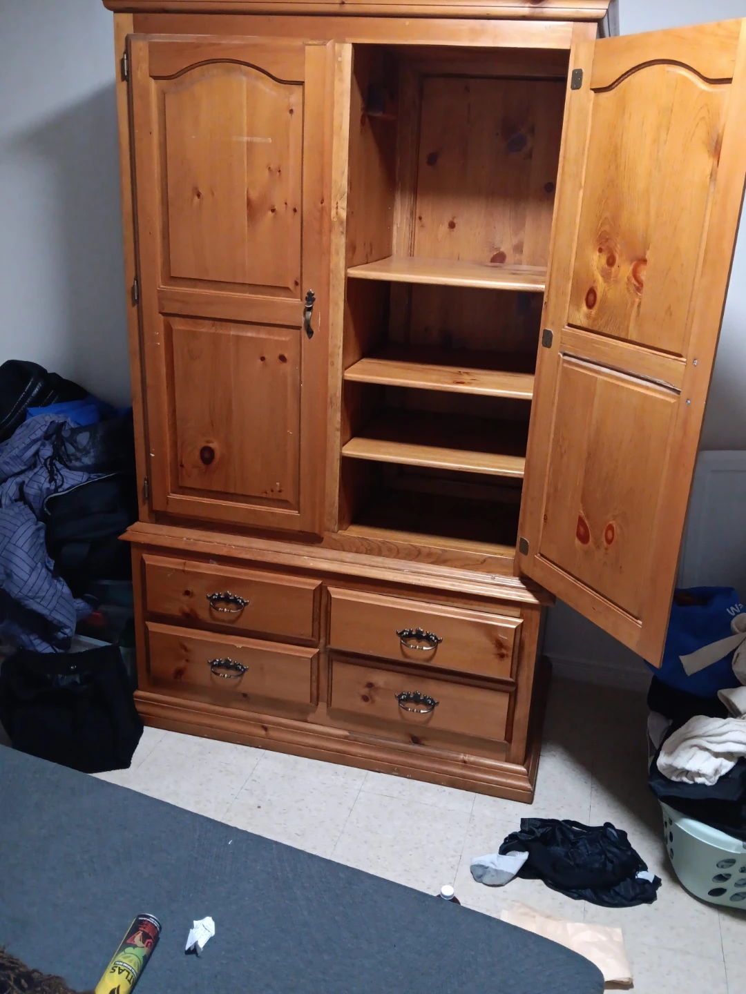 Solid Wood Armoire with Drawers - photo 2