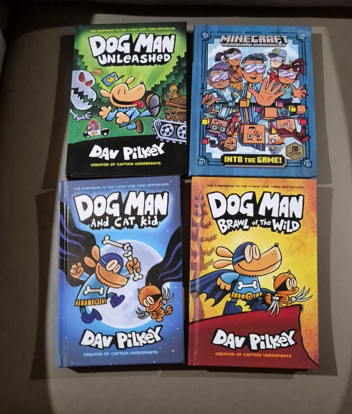 Lot of 4 Dav Pilkey Dog Man and Minecraft Books
