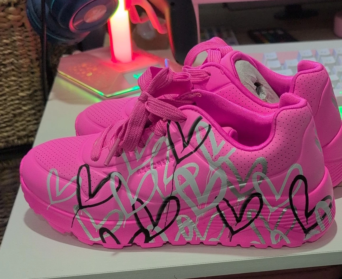 Skechers Pink Heart Sneakers