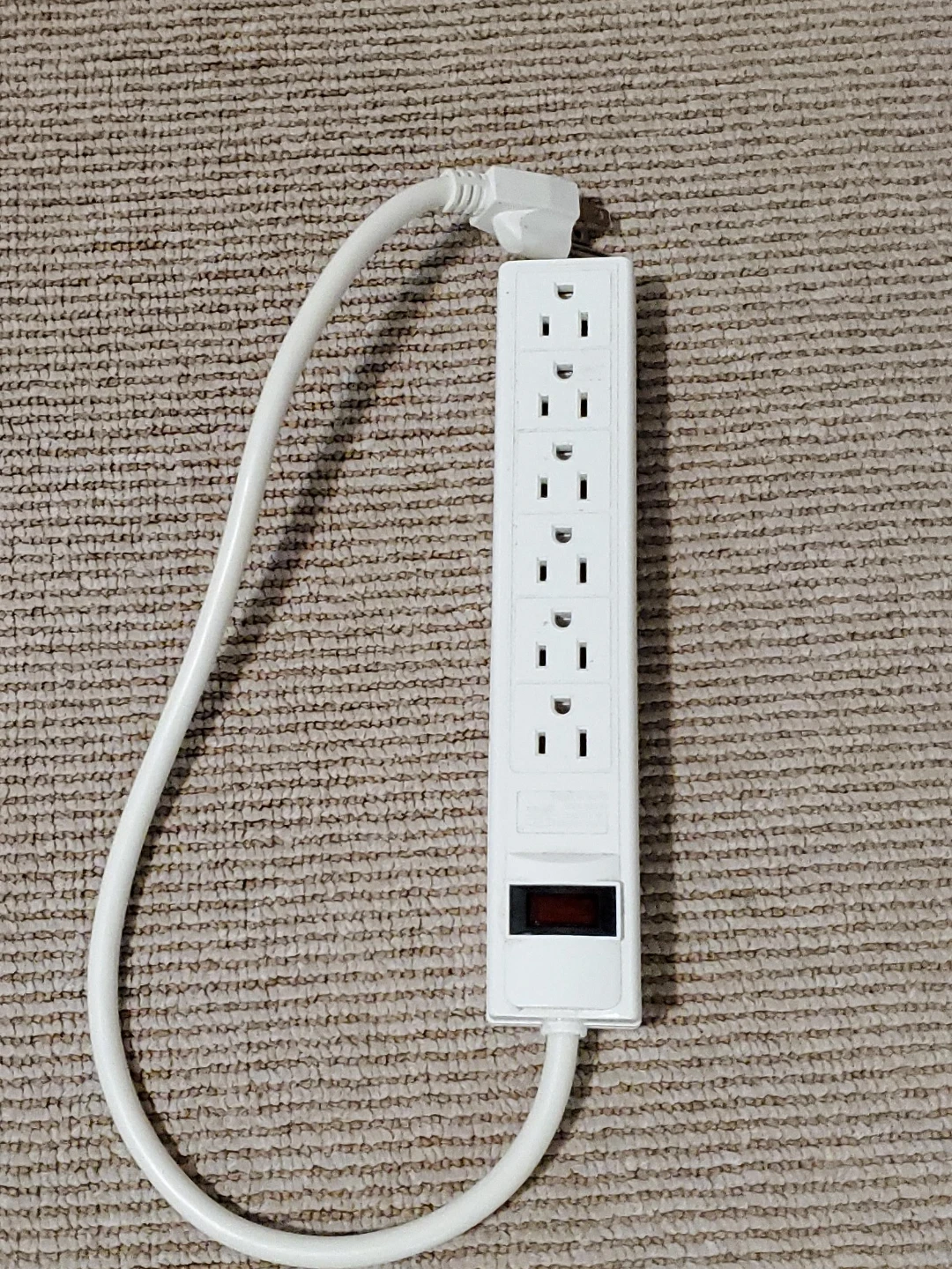 White 6-Outlet Surge Protector Power Strip