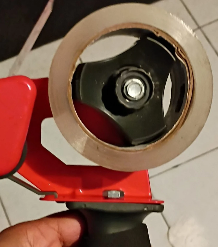 Red Tape Dispenser with Tape Roll