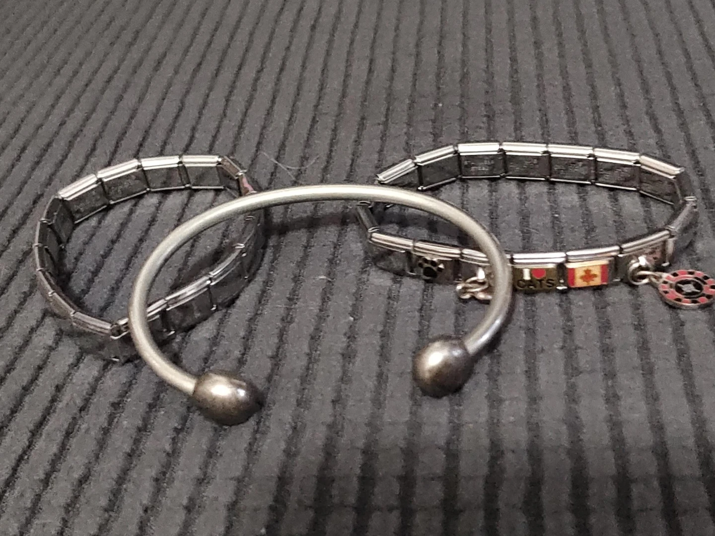 Lot of 2 Charm Bracelets with Canadian & Cat Charms
