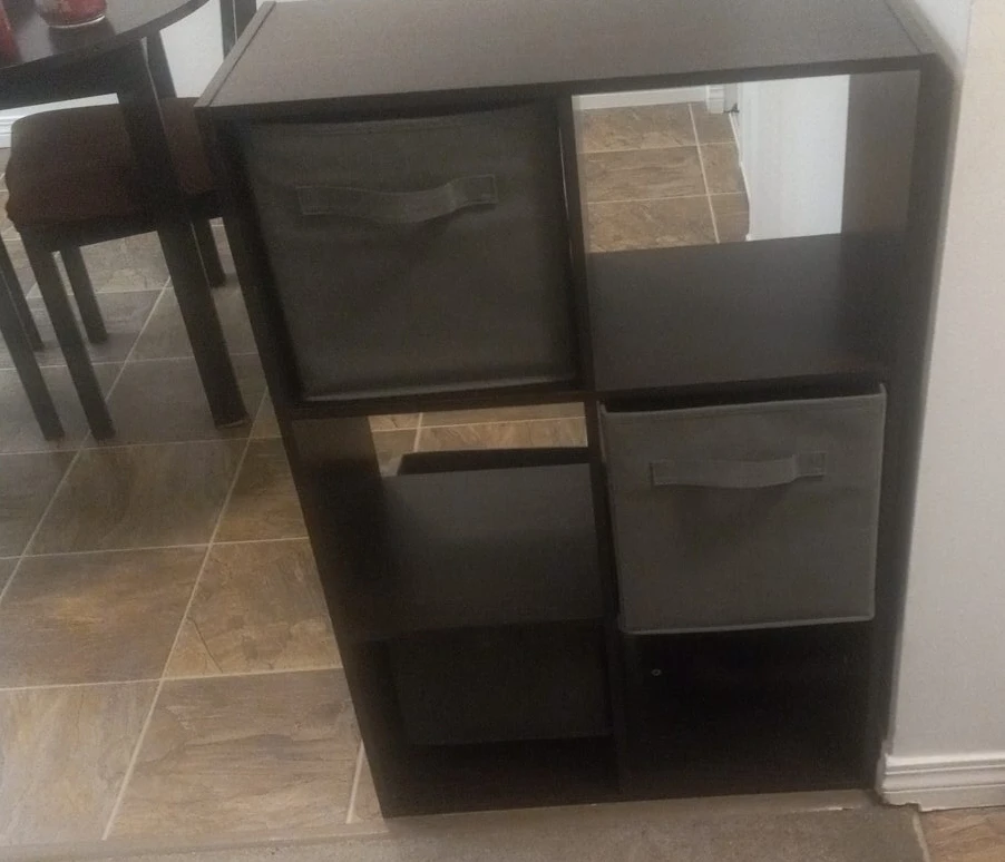 Dark Brown 6-Cube Storage Unit with Fabric Bins - photo 2