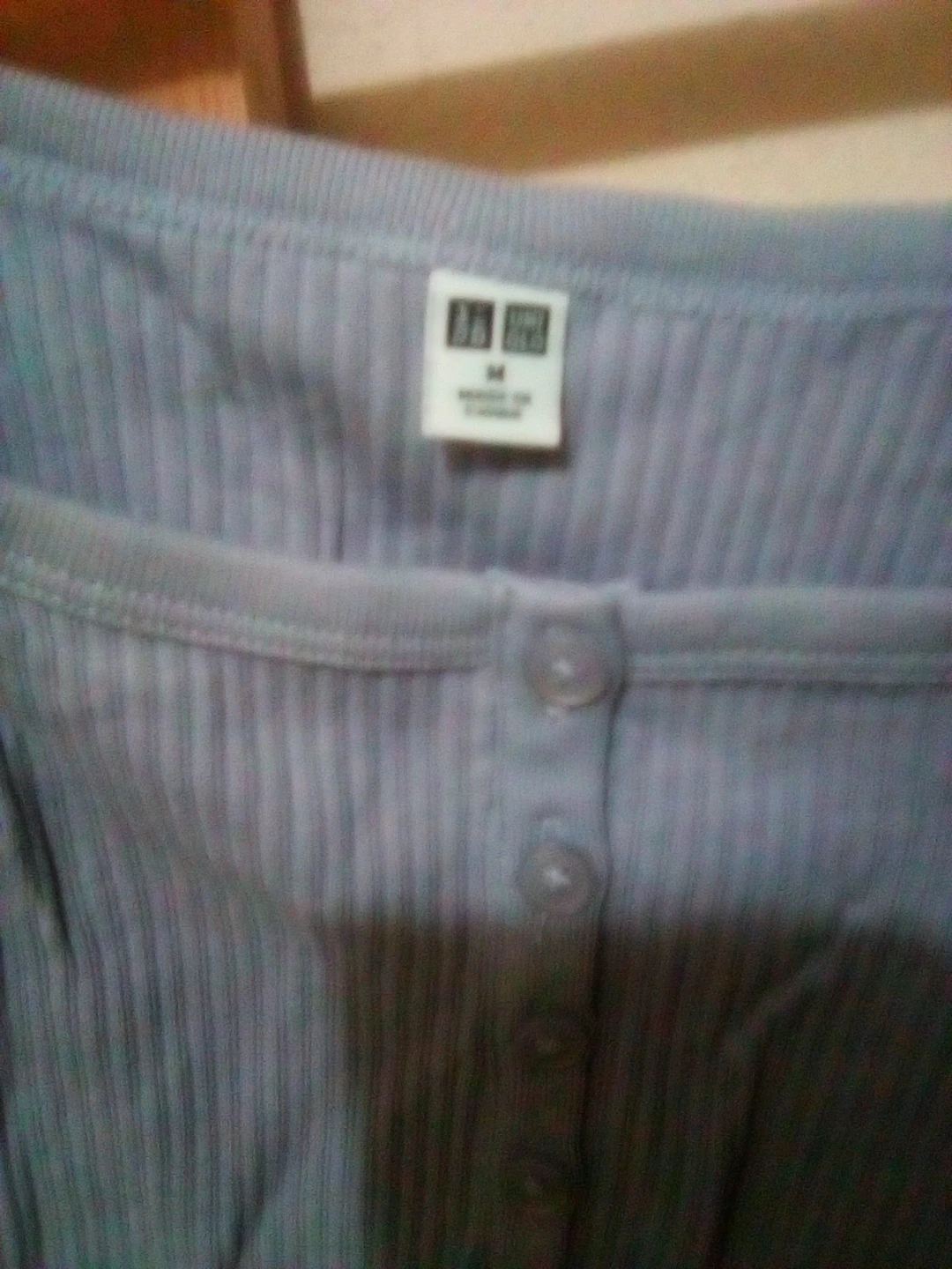 Uniqlo Ribbed Button-Up Crop Tank Top - Blue - Size M