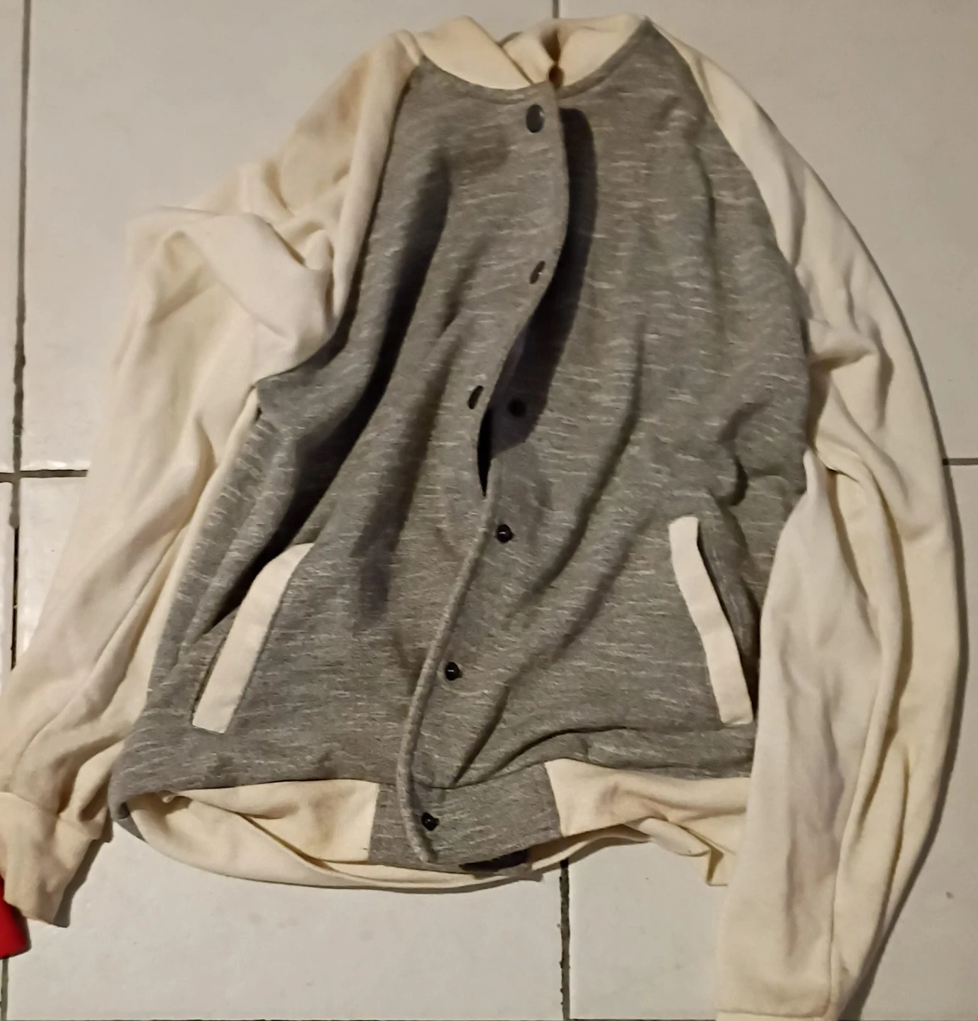 Gray and Cream Varsity Jacket