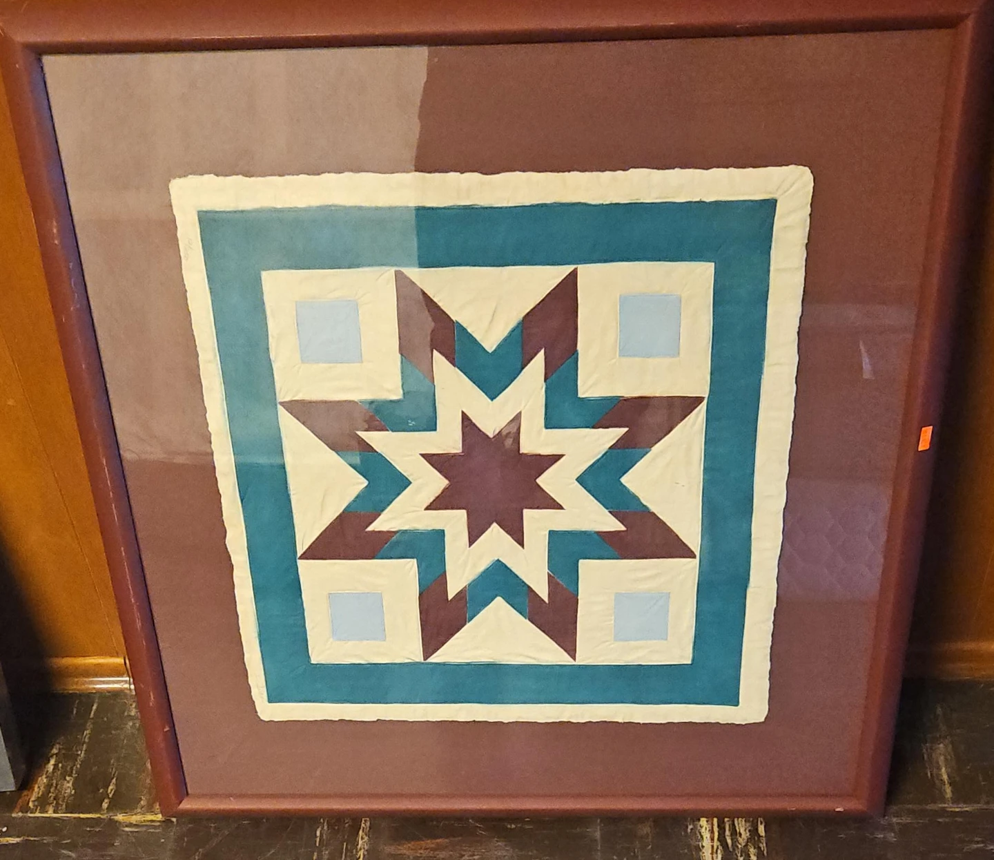 Framed Quilt Wall Art Star Pattern