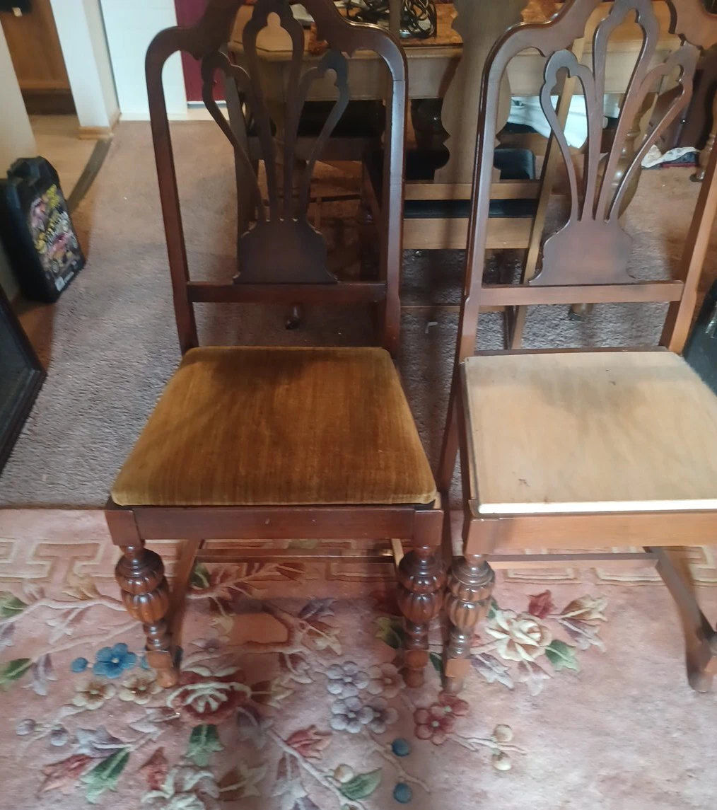 🥕Set of 2 Vintage Wooden Chairs with Upholstered Seat