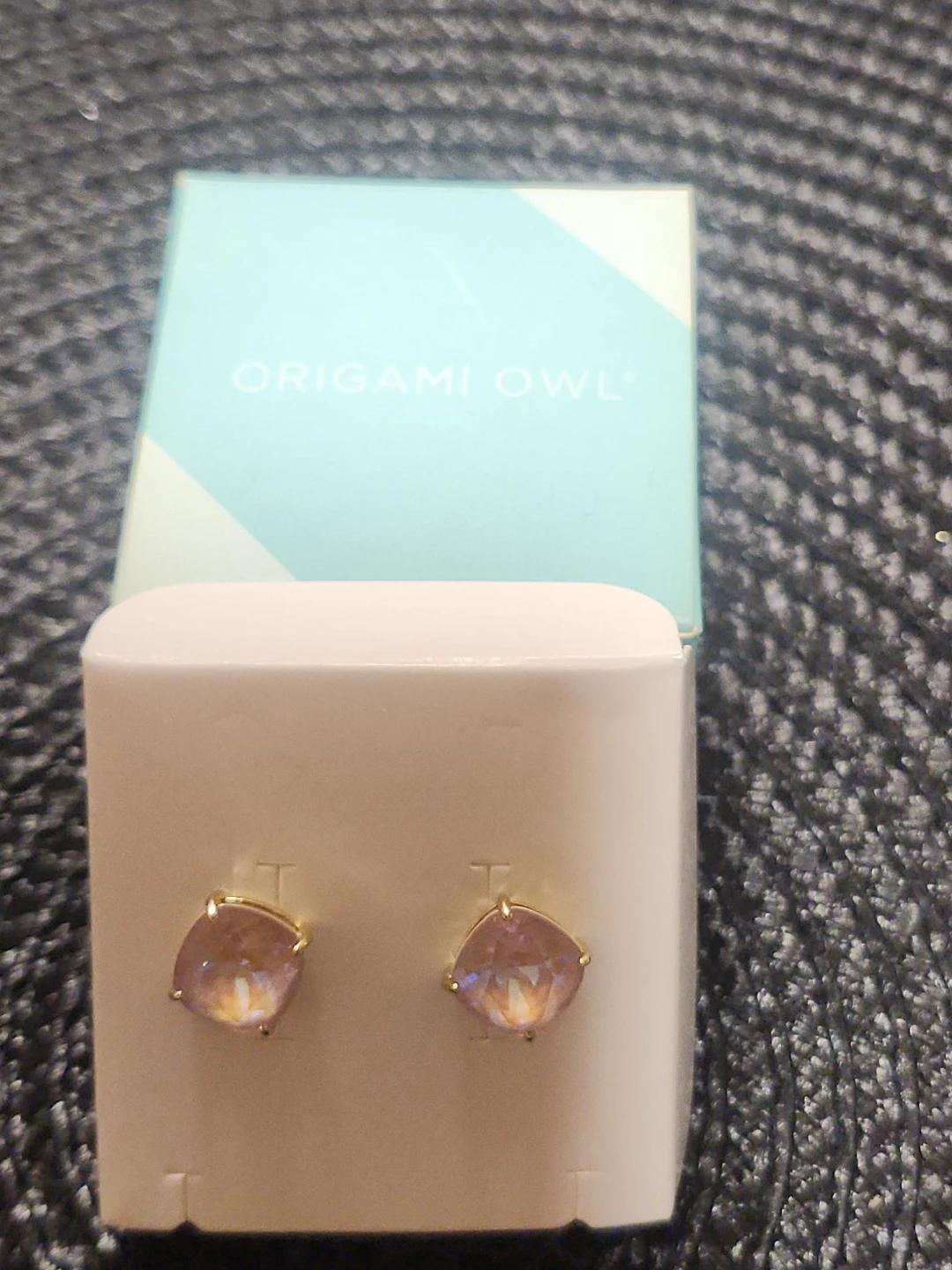 Origami Owl Cushion Cut Crystal Stud Earrings